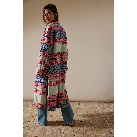 Free People We The Free Brick Lane Jacquard Maxi Shirt Jacket Top M 281237 - Picture 1 of 10